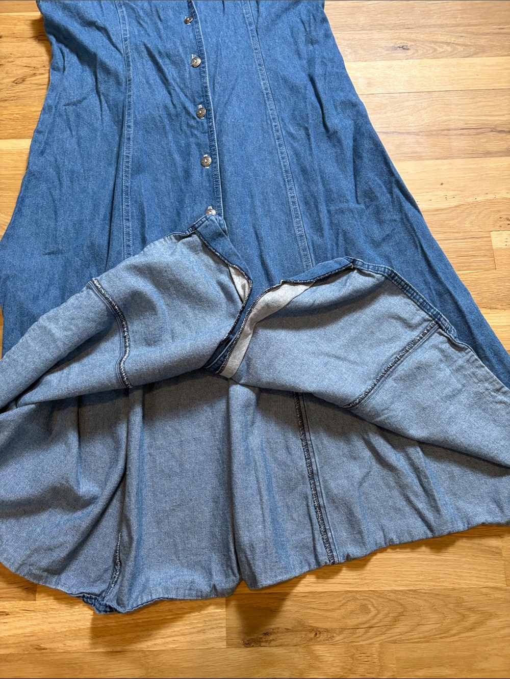 Y2K Stephanie K by Koret Dark Blue Denim Button-Front Midi Dress - Picture 10 of 15